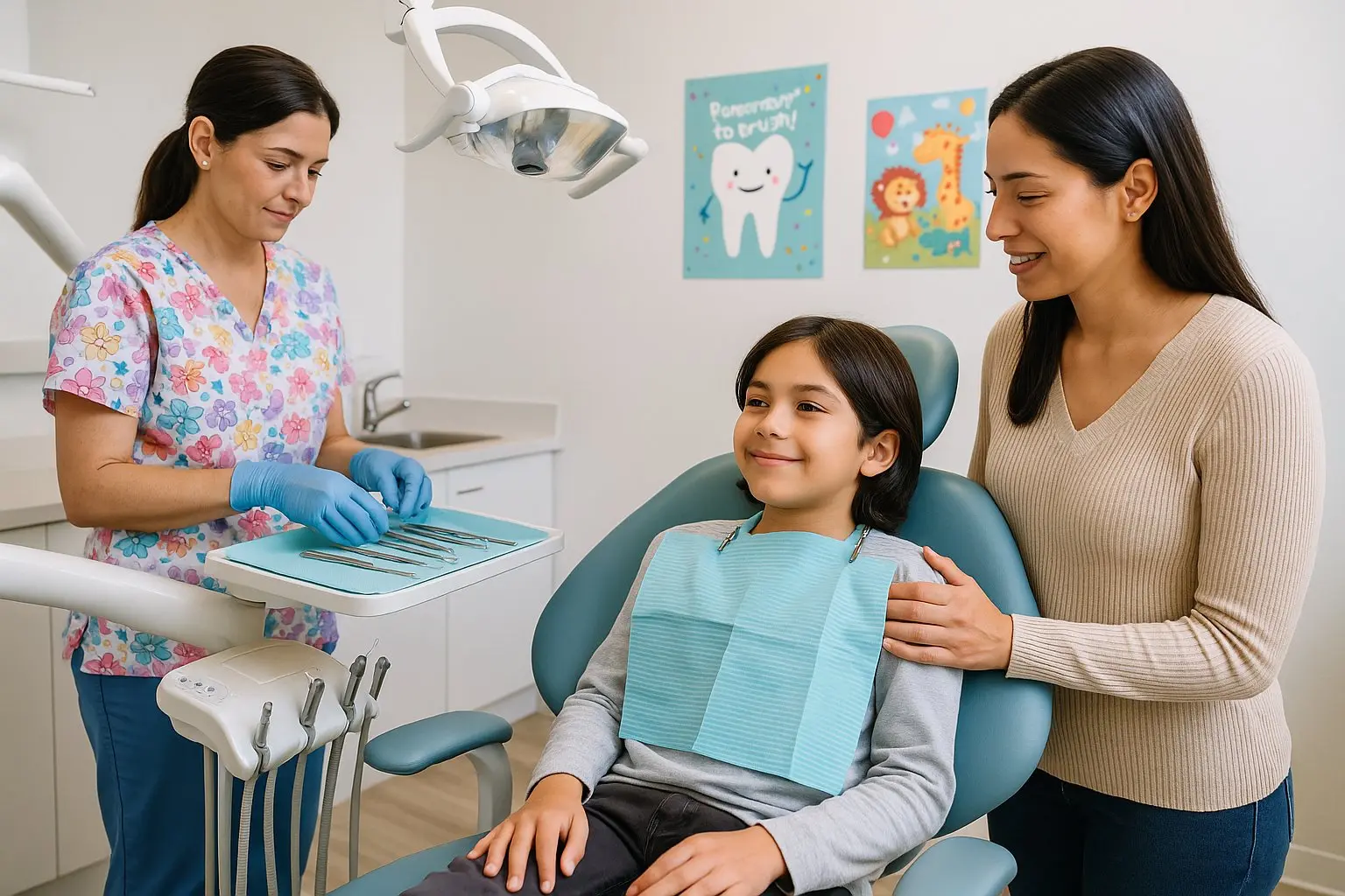 Cuidado dental para niños en familia hispana